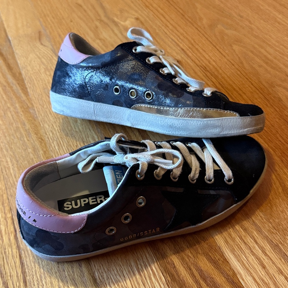 Golden Goose Superstar Sneakers in Black and Pink